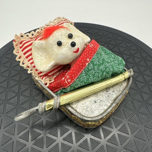 Super Rare Vintage Hergestellt Christmas Ornament Mouse In Sardine Can - Picture 1 of 7